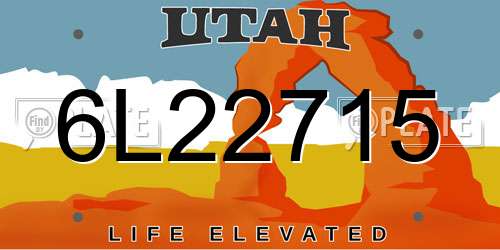 6L22715 Utah License Plate