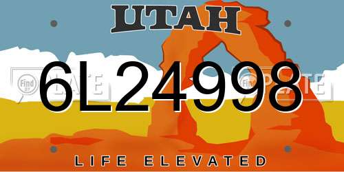 6L24998 Utah License Plate