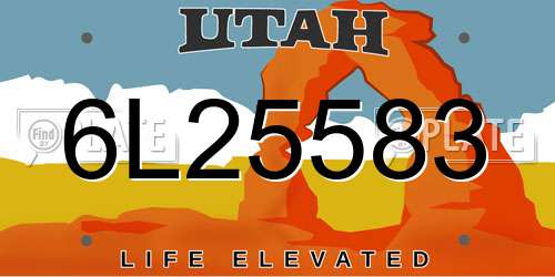 6L25583 Utah License Plate