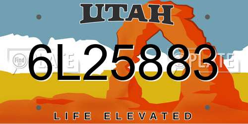 6L25883 Utah License Plate