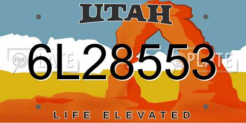 6L28553 Utah License Plate