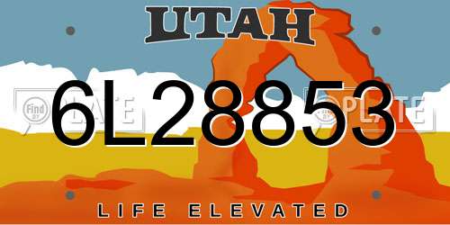 6L28853 Utah License Plate