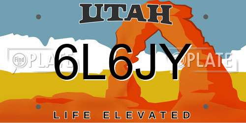 6L6JY Utah License Plate