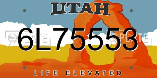 6L75553 Utah License Plate
