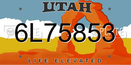 6L75853 Utah License Plate
