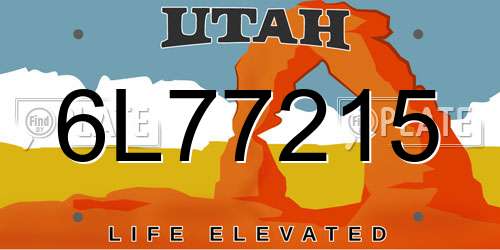 6L77215 Utah License Plate