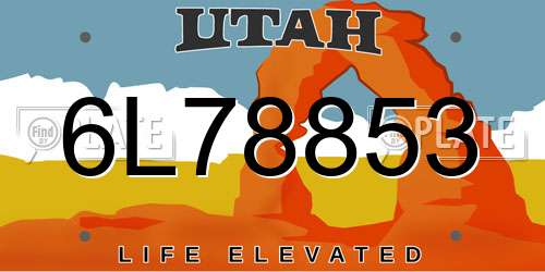 6L78853 Utah License Plate