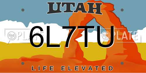 6L7TU Utah License Plate