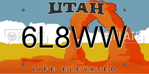 6L8WW Utah License Plate