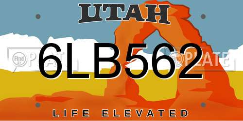 6LB562 Utah License Plate