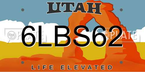 6LBS62 Utah License Plate