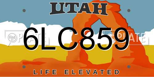 6LC859 Utah License Plate
