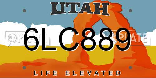 6LC889 Utah License Plate