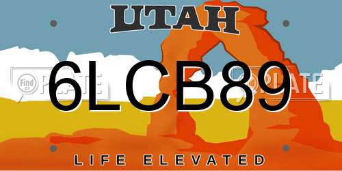 6LCB89 Utah License Plate