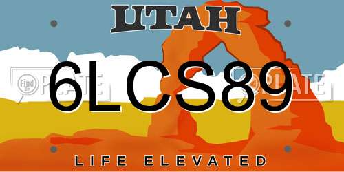 6LCS89 Utah License Plate
