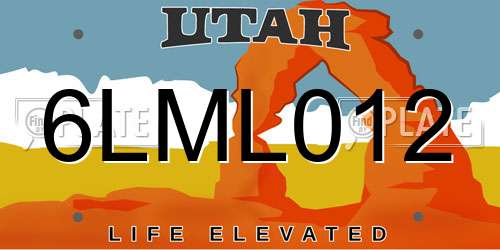 6LML012 Utah License Plate