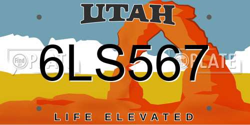 6LS567 Utah License Plate