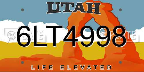 6LT4998 Utah License Plate