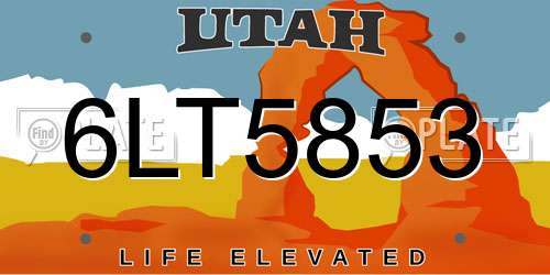 6LT5853 Utah License Plate