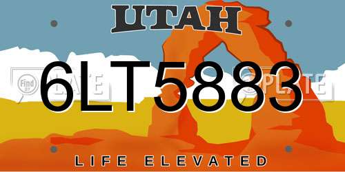 6LT5883 Utah License Plate