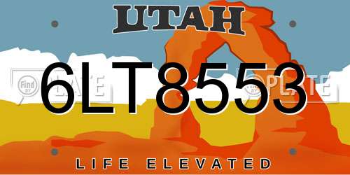 6LT8553 Utah License Plate