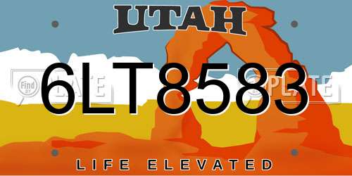 6LT8583 Utah License Plate