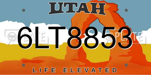 6LT8853 Utah License Plate