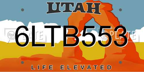 6LTB553 Utah License Plate