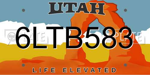 6LTB583 Utah License Plate