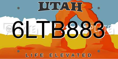 6LTB883 Utah License Plate