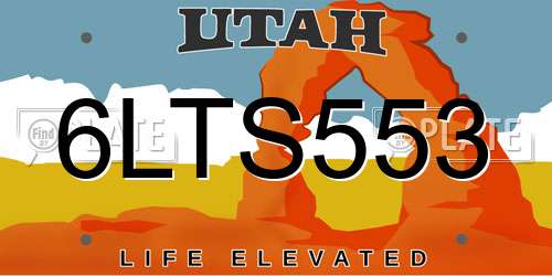 6LTS553 Utah License Plate