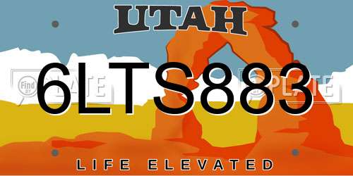 6LTS883 Utah License Plate