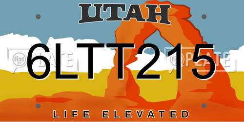 6LTT215 Utah License Plate