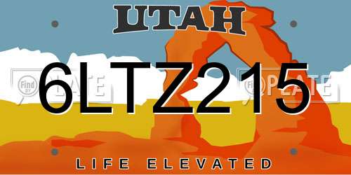 6LTZ215 Utah License Plate