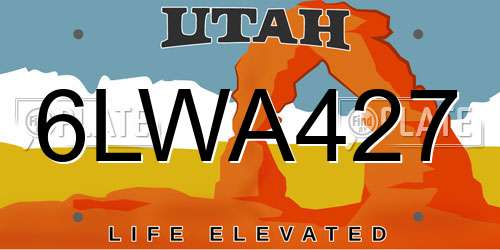 6LWA427 Utah License Plate