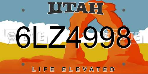 6LZ4998 Utah License Plate