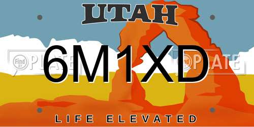 6M1XD Utah License Plate