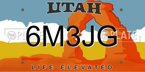 6M3JG Utah License Plate