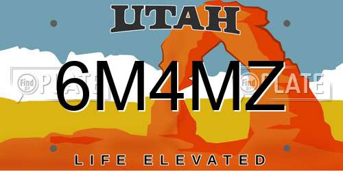 6M4MZ Utah License Plate