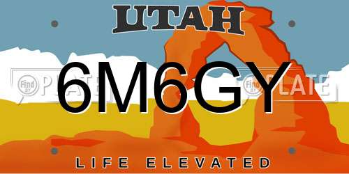 6M6GY Utah License Plate