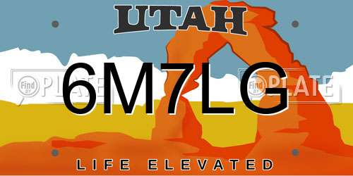 6M7LG Utah License Plate