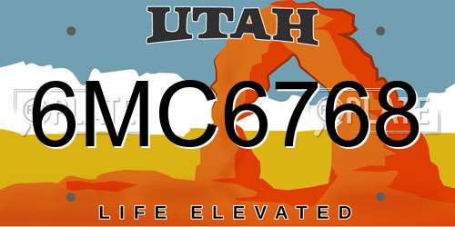 6MC6768 Utah License Plate