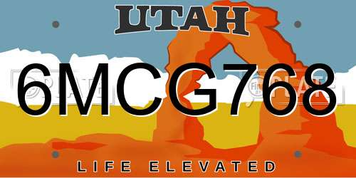 6MCG768 Utah License Plate