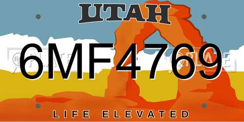 6MF4769 Utah License Plate