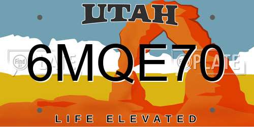 6MQE70 Utah License Plate
