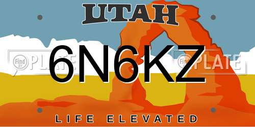 6N6KZ Utah License Plate