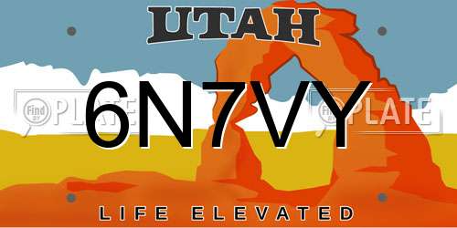 6N7VY Utah License Plate