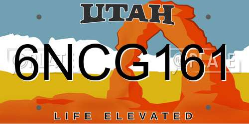 6NCG161 Utah License Plate