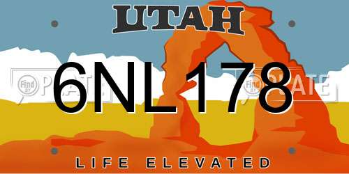 6NL178 Utah License Plate