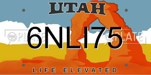6NLI75 Utah License Plate